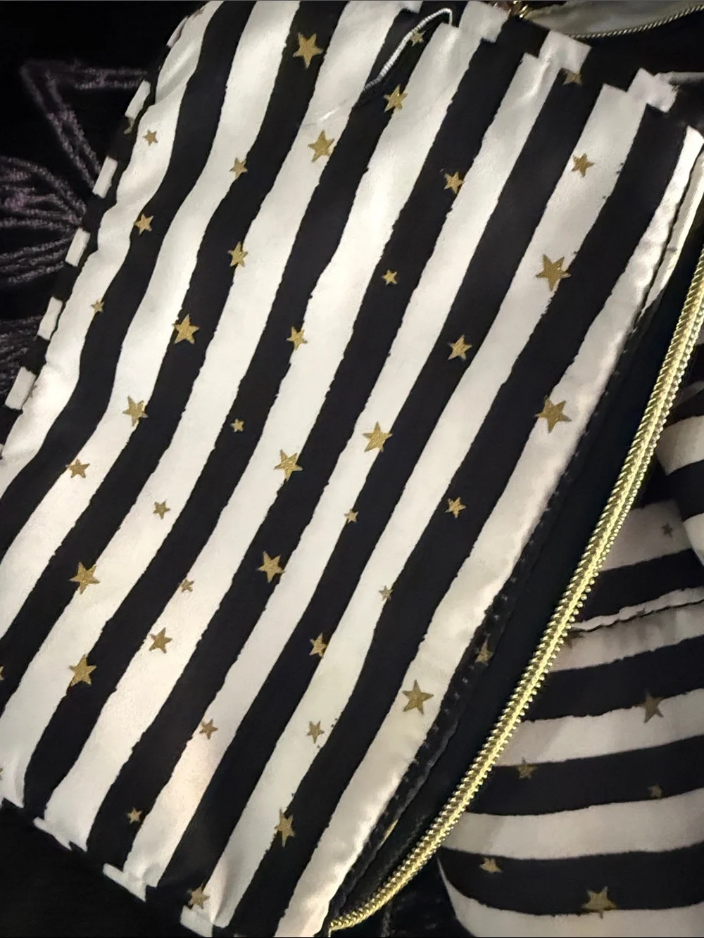 Black & White Striped diaper bag with Gold Stars